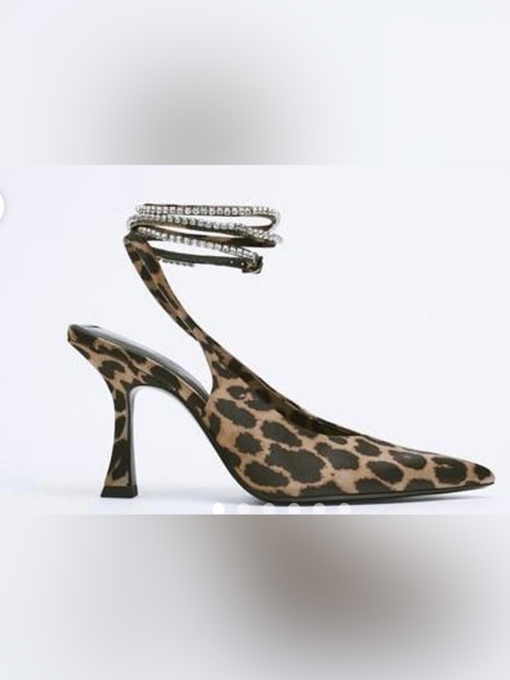 Zara Leopard Print Rhinestone Lace-Up Stiletto Pumps (EU 38 / US 7.5)
